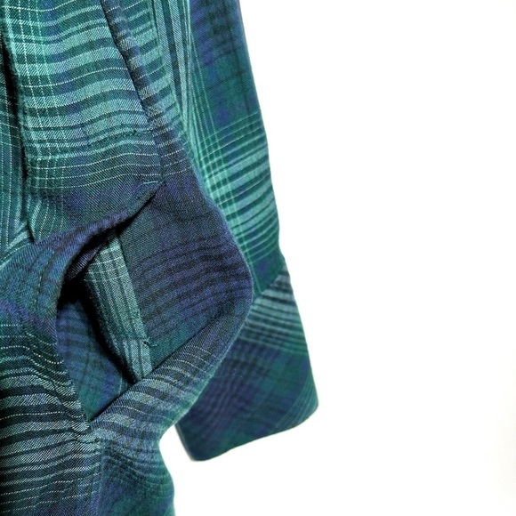 J. Jill Blue Green Plaid Button Up Long Sleeve Shirt soft Cozy Lined Pockets S - Picture 5 of 10